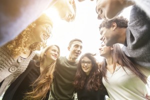 Multiethnic Group of Friends in a Circle